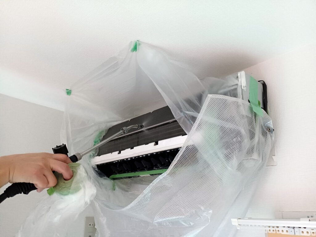 エアコンクリーニングガイド 養生したエアコン